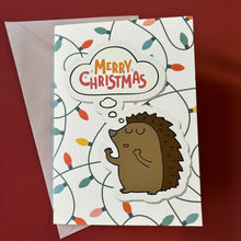 Load image into Gallery viewer, Pack of 6Merry Christmas hedgehog cards. Festive hedgehog cards.