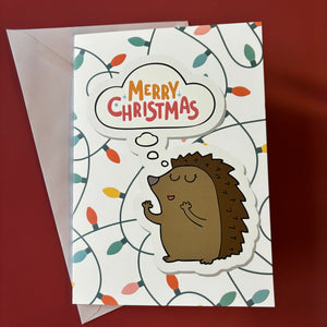 Pack of 6Merry Christmas hedgehog cards. Festive hedgehog cards.