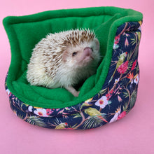 Load image into Gallery viewer, Tropical Jungle cuddle cup. Pet sofa. Hedgehog and small guinea pig bed. Small pet beds. Fleece sofa bed.