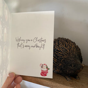 Pack of 6 hedgehogs Christmas cards. Festive hedgehog cards.