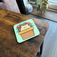 Load image into Gallery viewer, Hedgehog in plant pot coaster. Animal lover gift.