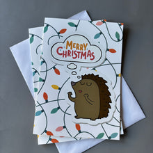 Load image into Gallery viewer, Pack of 6Merry Christmas hedgehog cards. Festive hedgehog cards.