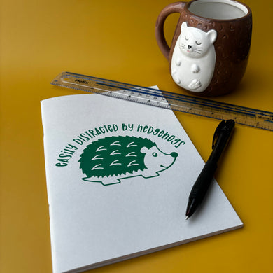 A5 Easily Distracted by Hedgehog note book.