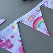 Load image into Gallery viewer, Unicorn stay open tunnel, bunting and toys. Padded fleece tunnel.