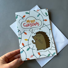 Load image into Gallery viewer, Pack of 6Merry Christmas hedgehog cards. Festive hedgehog cards.