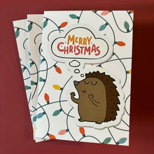 Load image into Gallery viewer, Pack of 6Merry Christmas hedgehog cards. Festive hedgehog cards.