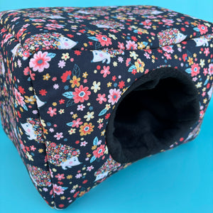 LARGE flower hedgehogs cosy bed. Cosy cube. Cuddle Cube. Snuggle house.