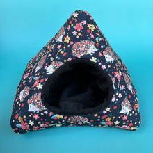 Load image into Gallery viewer, Flower hedgehogs tent house. Hedgehog and small animal house. Padded fleece lined house.