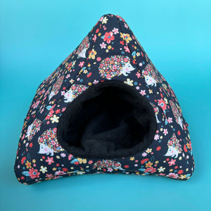 Flower hedgehogs tent house. Hedgehog and small animal house. Padded fleece lined house.