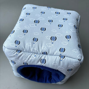 Hot air balloon cosy cube house. Hedgehog and guinea pig cube house. Padded fleece lined house.