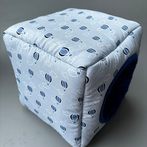 Hot air balloon cosy cube house. Hedgehog and guinea pig cube house. Padded fleece lined house.