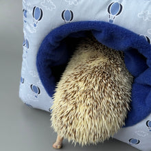 Load image into Gallery viewer, Hot air balloon cosy cube house. Hedgehog and guinea pig cube house. Padded fleece lined house.