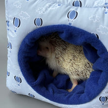 Load image into Gallery viewer, Hot air balloon cosy cube house. Hedgehog and guinea pig cube house. Padded fleece lined house.