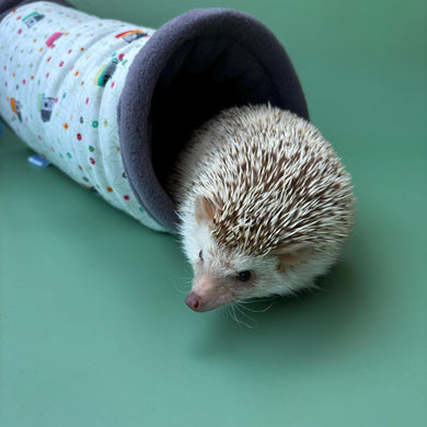 Hogs in pots stay open tunnel. Padded fleece tunnel. Tube. Padded tunnel for hedgehogs, rats and small pets. Small pet cosy tunnel.