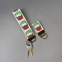 Load image into Gallery viewer, Cactus hedgehog wristlet keychain. Hedgehog keyring.