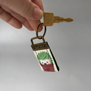 Hedgehog  keyring . Cactus hedgehog keyring. Hedgehog key fob.