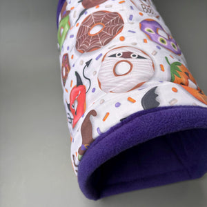 LARGE Halloween donuts guinea pigs stay open tunnel. Padded fleece tunnel. Padded tunnel for guinea pigs.