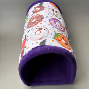 LARGE Halloween donuts guinea pigs stay open tunnel. Padded fleece tunnel. Padded tunnel for guinea pigs.