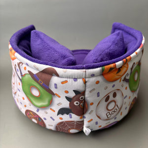 LARGE Halloween donuts cuddle cup. Pet sofa. Guinea pig bed. Pet beds. Fleece bed. Fleece sofa. Pet sofa.