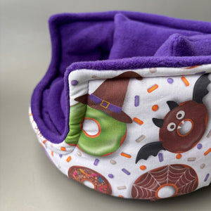 LARGE Halloween donuts cuddle cup. Pet sofa. Guinea pig bed. Pet beds. Fleece bed. Fleece sofa. Pet sofa.