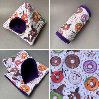 Halloween donuts full cage set. Tent house, snuggle sack, tunnel cage set for hedgehog or small pet.