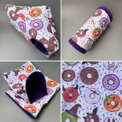 Halloween donuts full cage set. Corner house, snuggle sack, tunnel cage set for hedgehog or small pet.