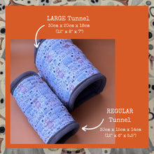 Load image into Gallery viewer, LARGE Halloween mummy and ghosts guinea pigs stay open tunnel. Padded fleece tunnel. Padded tunnel for guinea pigs.