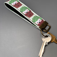 Load image into Gallery viewer, Cactus hedgehog wristlet keychain. Hedgehog keyring.