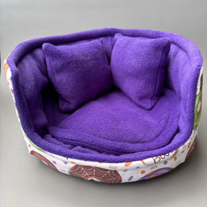 LARGE Halloween donuts cuddle cup. Pet sofa. Guinea pig bed. Pet beds. Fleece bed. Fleece sofa. Pet sofa.