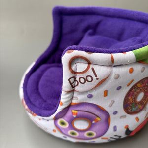 Halloween donuts cuddle cup. Pet sofa. Hedgehog and small guinea pig bed. Small pet beds. Fleece sofa bed.