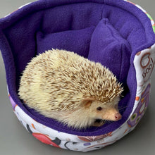 Load image into Gallery viewer, Halloween donuts cuddle cup. Pet sofa. Hedgehog and small guinea pig bed. Small pet beds. Fleece sofa bed.