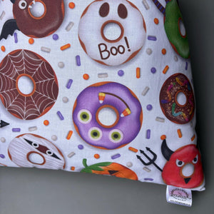 Halloween mummy and ghosts cosy snuggle cave. Padded stay open snuggle sack. Hedgehog bed. Fleece pet bedding.