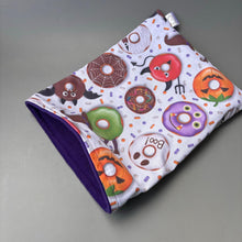 Load image into Gallery viewer, Halloween donuts snuggle sack. Sleeping bag for hedgehogs or guinea pigs. Fleece lined.