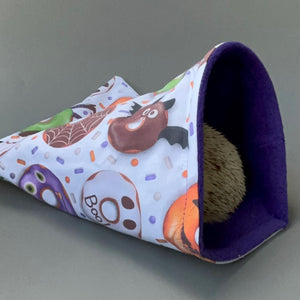 Halloween donuts snuggle sack. Sleeping bag for hedgehogs or guinea pigs. Fleece lined.