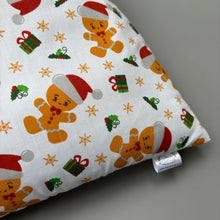 Load image into Gallery viewer, LARGE Christmas gingerbread man cosy snuggle cave. Padded stay open snuggle sack. Fleece pet bed. Stay open padded cave.