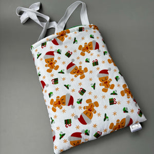 Christmas gingerbread man padded bonding bag, carry bag for hedgehog. Fleece lined pet tote. Pet travel bag.