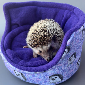 Happy Quills cuddle cup. Pet sofa. Hedgehog sofa. Small pet beds. Fleece sofa bed.