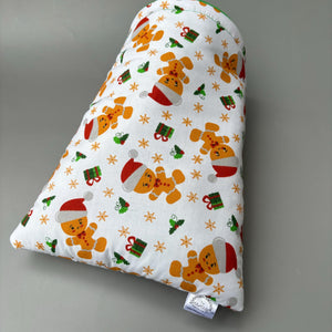 Christmas gingerbread man cosy snuggle cave. Padded stay open snuggle sack. Hedgehog bed. Fleece pet bedding.