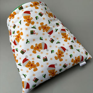 LARGE Christmas gingerbread man cosy snuggle cave. Padded stay open snuggle sack. Fleece pet bed. Stay open padded cave.