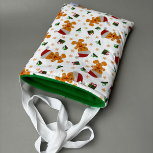 Christmas gingerbread man padded bonding bag, carry bag for hedgehog. Fleece lined pet tote. Pet travel bag.