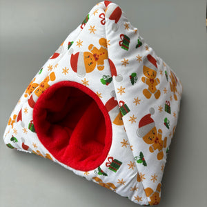 Christmas gingerbread man full cage set. Tent house, snuggle sack, tunnel cage set for hedgehog or small pet.