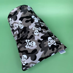 Camo skulls cosy snuggle cave. Padded stay open snuggle sack. Hedgehog bed.