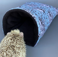 Load image into Gallery viewer, Vintage Floral Skulls cosy snuggle cave. Padded stay open snuggle sack. Hedgehog bed.