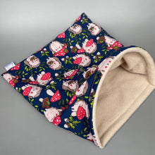 Load image into Gallery viewer, LARGE Hedgehogs with Mushroom Hats snuggle sack. Snuggle pouch/sleeping bag for hedgehogs, guinea pig and other small animals.