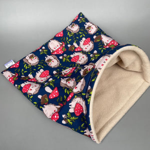 LARGE Hedgehogs with Mushroom Hats snuggle sack. Snuggle pouch/sleeping bag for hedgehogs, guinea pig and other small animals.