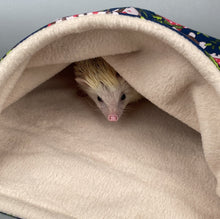 Load image into Gallery viewer, LARGE Hedgehogs with Mushroom Hats snuggle sack. Snuggle pouch/sleeping bag for hedgehogs, guinea pig and other small animals.