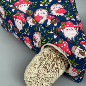 Hedgehogs with Mushroom Hats full cage set. Corner house, snuggle sack, tunnel set for hedgehogs