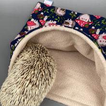 Load image into Gallery viewer, LARGE Hedgehogs with Mushroom Hats snuggle sack. Snuggle pouch/sleeping bag for hedgehogs, guinea pig and other small animals.