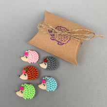 Load image into Gallery viewer, Set of five hedgehog magnets. Cute animal magnets, small fridge magnets.