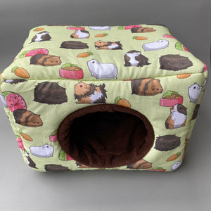 Guinea Pigs full cage set. LARGE house, large snuggle sack, regular tunnel cage set for guinea pigs.